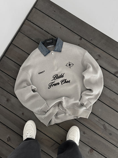 Premium Haider gry with zip neck oversize sweatshirt