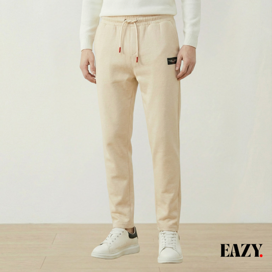Premium Cotton Fleece Trousers - Beige with bottom stoper