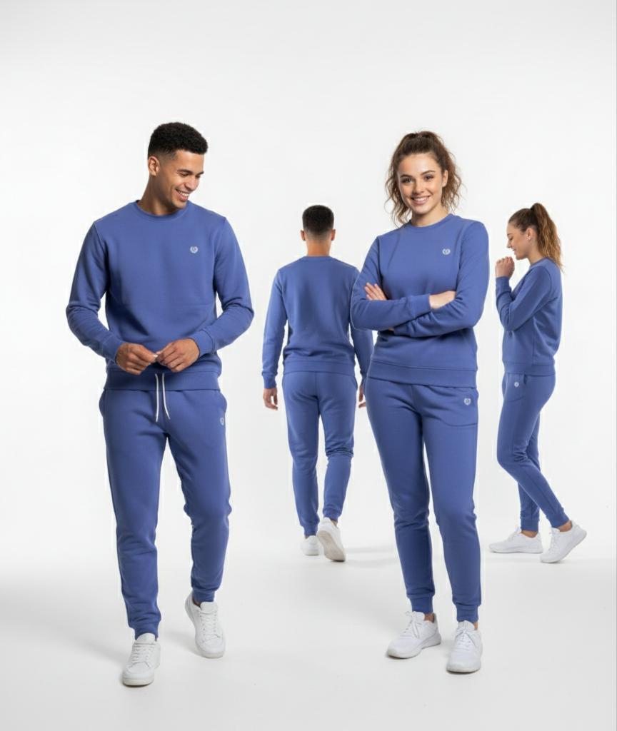 Premium Cotton Fleece Sweatshirt & Trouser Set - Royal Blue