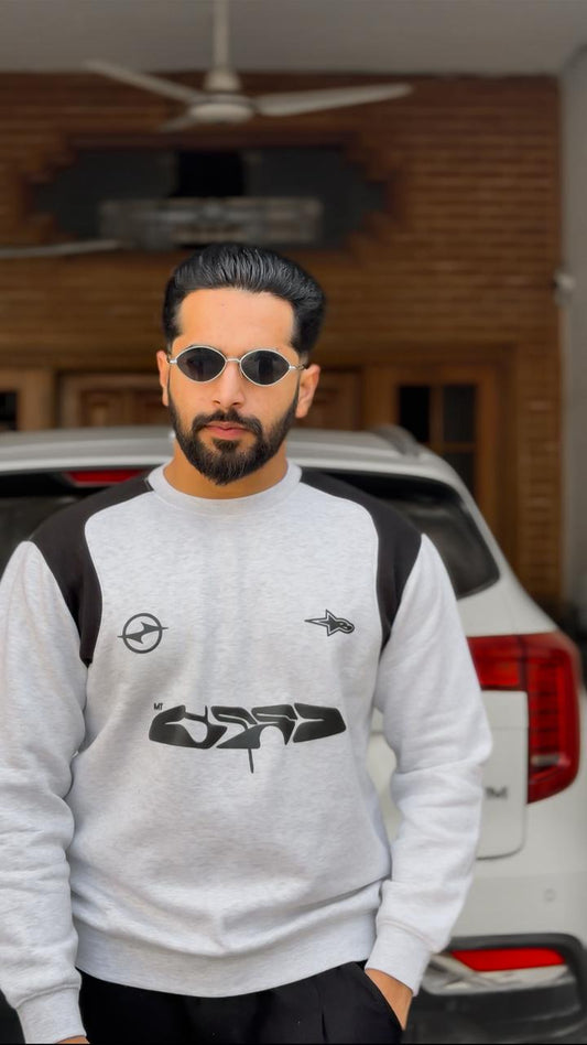 Premium Off Whit with black side penal Oversized Sweatshirt