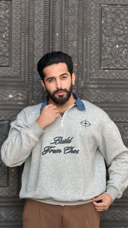 Premium Haider gry with zip neck oversize sweatshirt