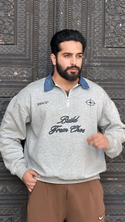 Premium Haider gry with zip neck oversize sweatshirt