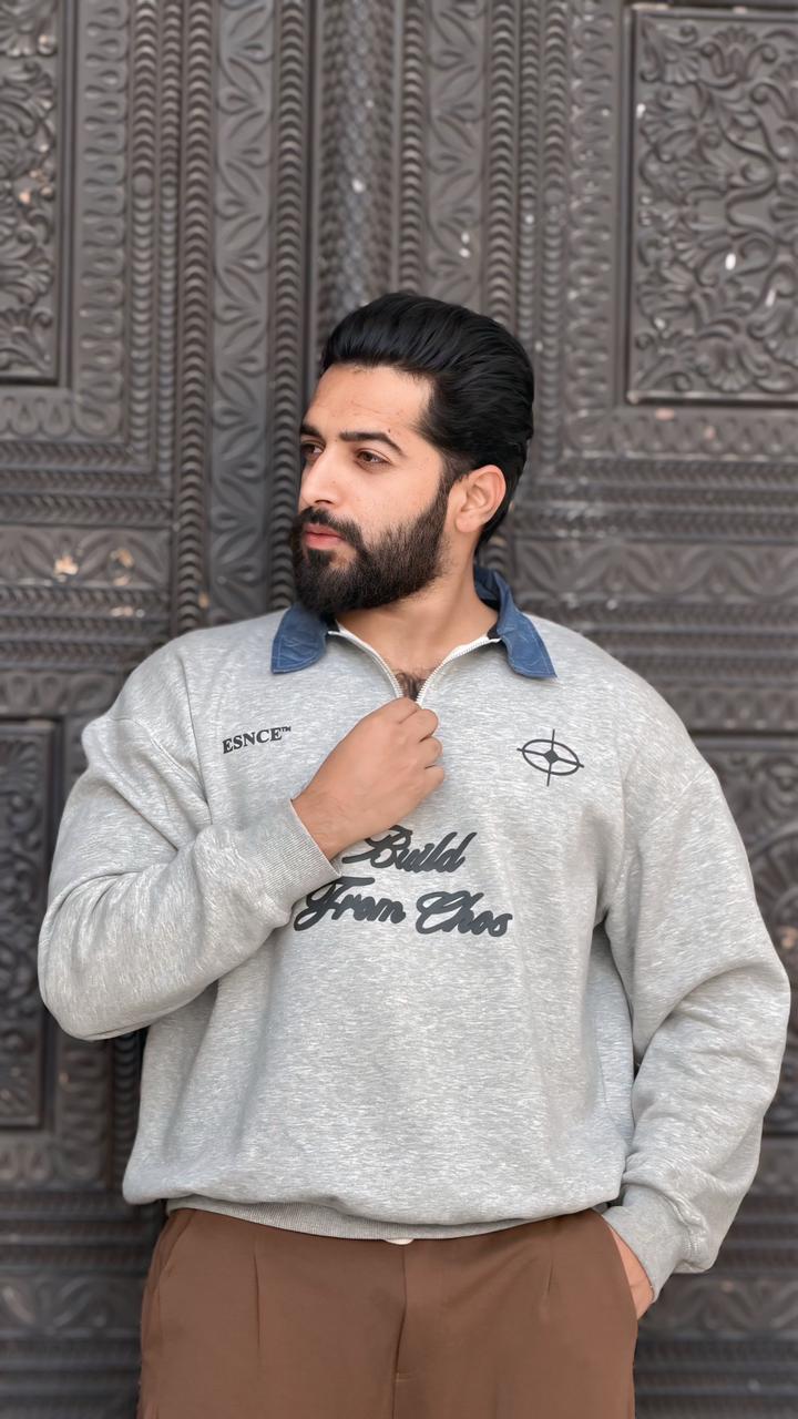 Premium Haider gry with zip neck oversize sweatshirt