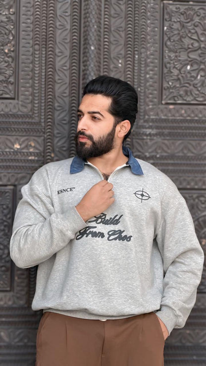 Premium Haider gry with zip neck oversize sweatshirt