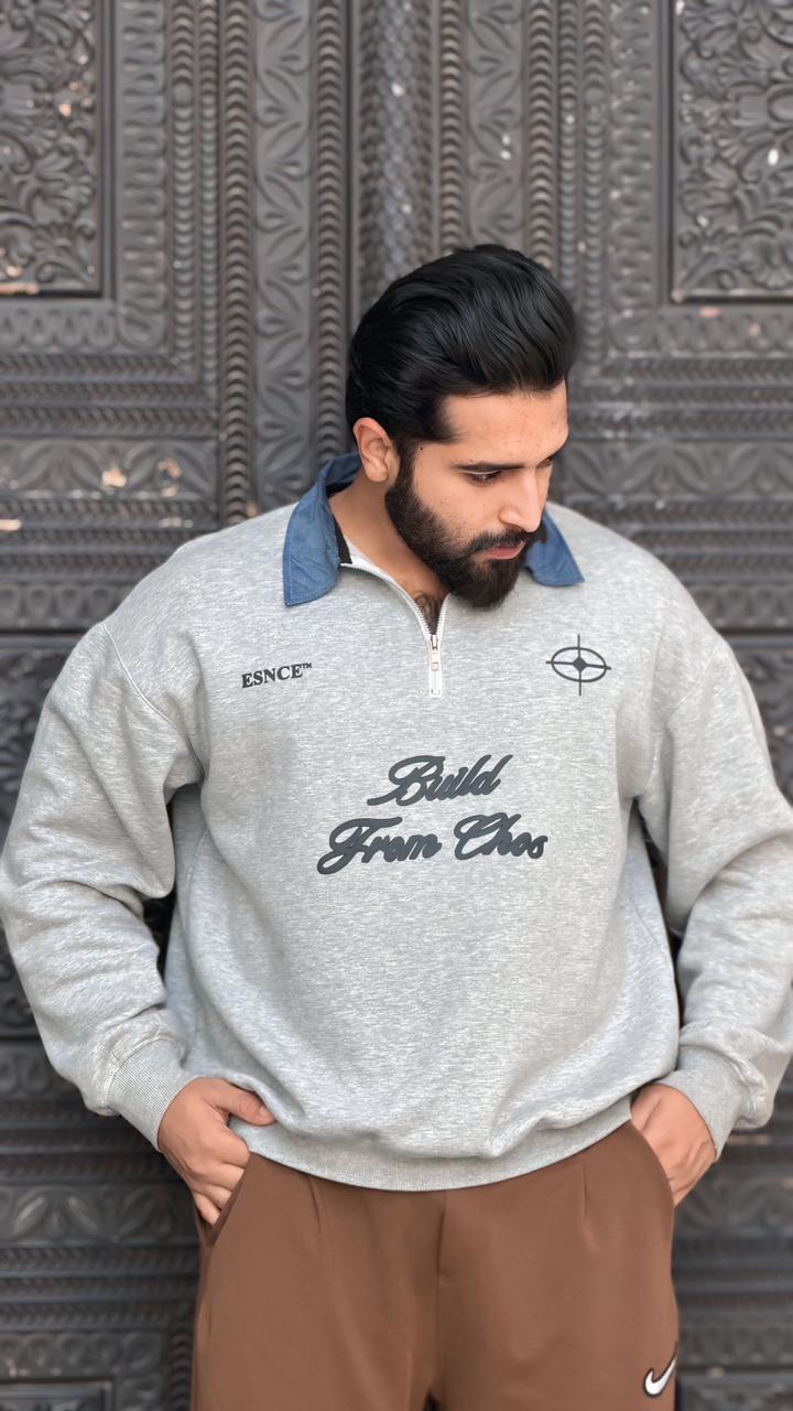 Premium Haider gry with zip neck oversize sweatshirt