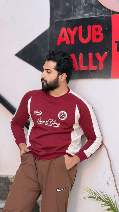 luxury Maroon whit side penal oversize  sweatshirt