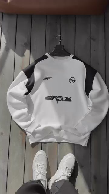 Premium Off Whit with black side penal Oversized Sweatshirt